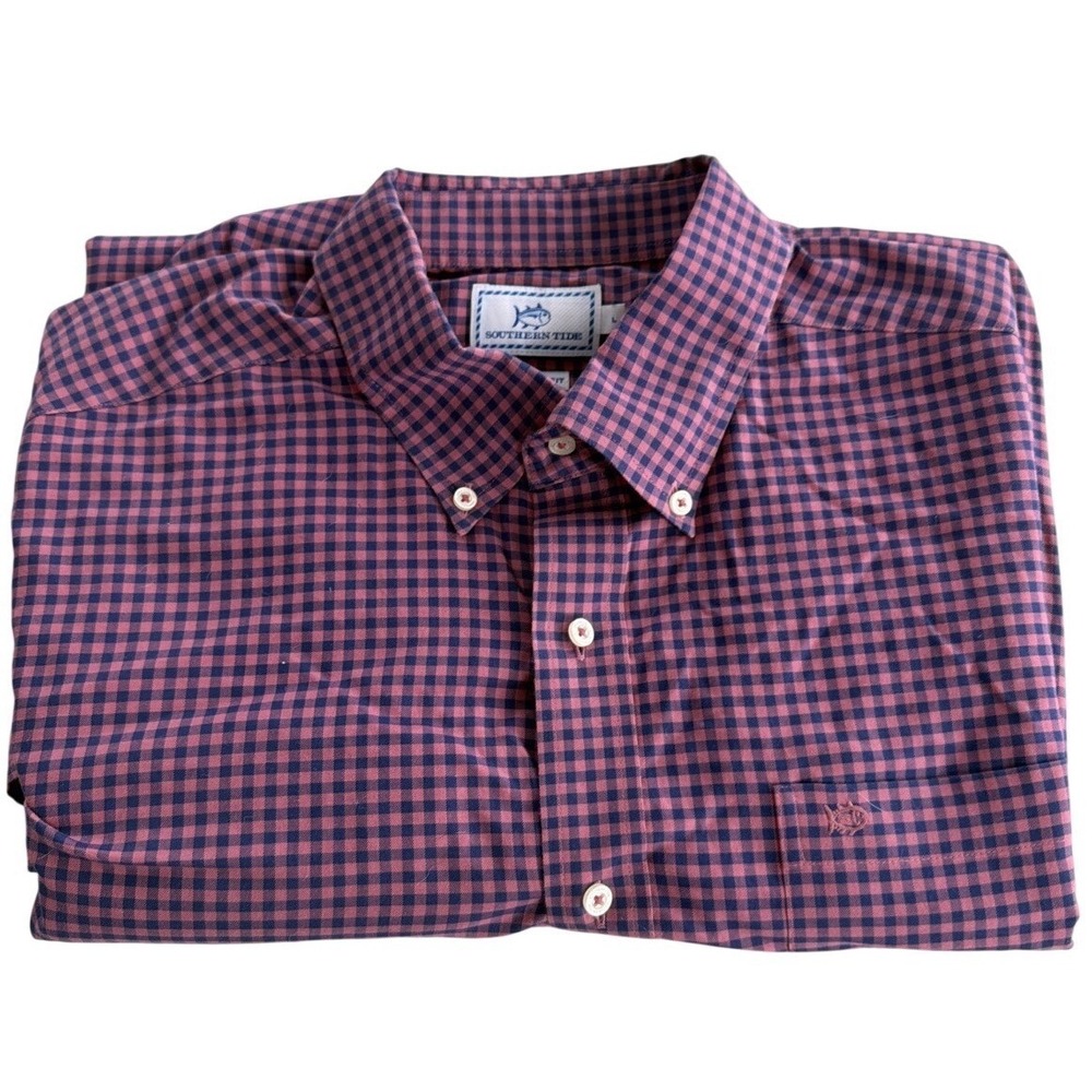 Southern Tide Classic Fit Shirt Mens L checked Button Down Cotton Stretch